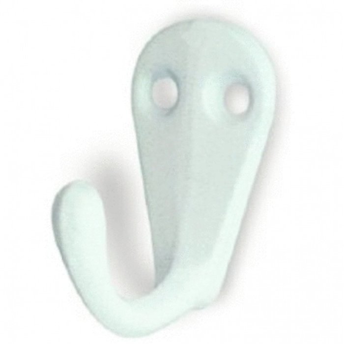 I.B.E. White Coat hook single 2-hole horizontal 20 mm wide aluminum
