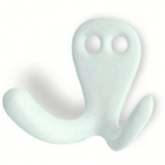 I.B.E. White Coat hook double 2-hole horizontal 44 mm wide