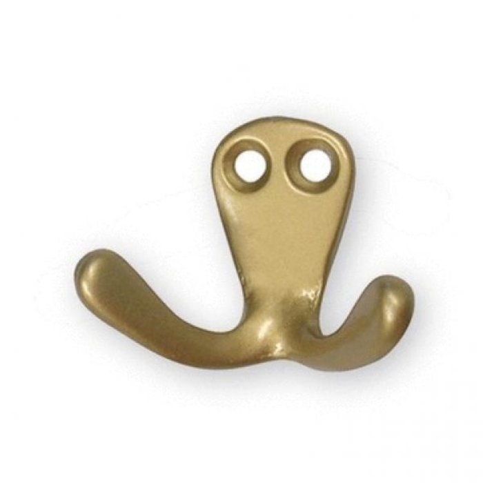 I.B.E. Matt gold Coat hook double 2-hole horizontal 44 mm wide