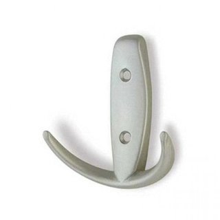 I.B.E. Coat hook double 2-hole 73 mm wide aluminum color