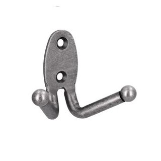 I.B.E. Coat hook double 2-hole vertical 70 mm wide Tin color