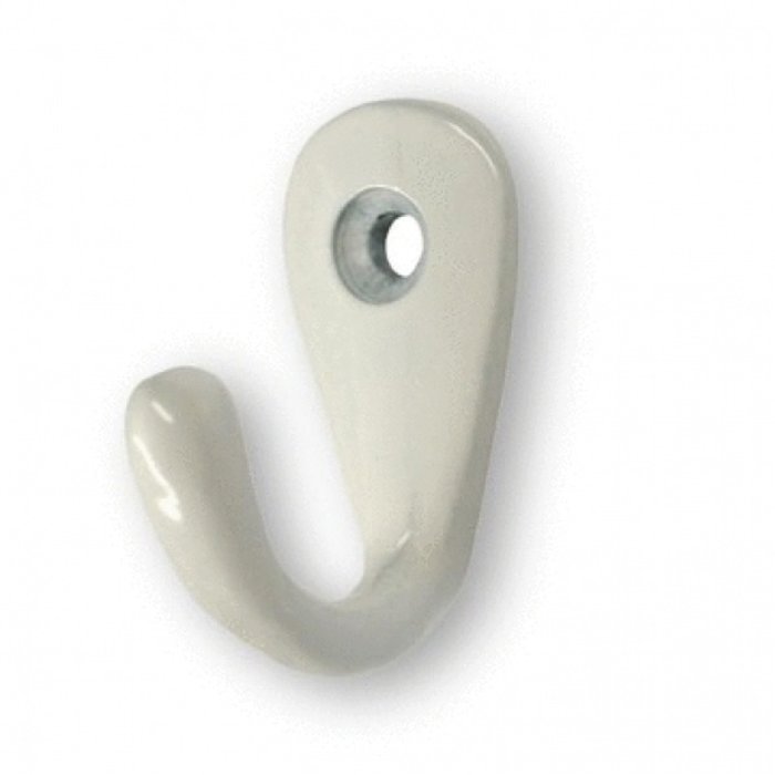 Are you looking for a simple white coat hook with 1 mounting hole?