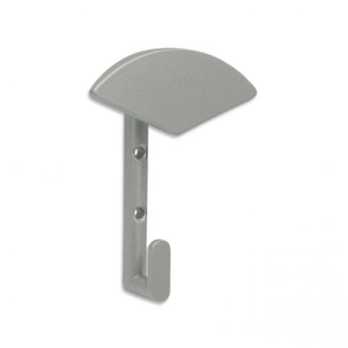 I.B.E. Moderner Hut-/Kleiderhaken 120 mm hoch aus Zamak aluminiumfarbig 2-Loch