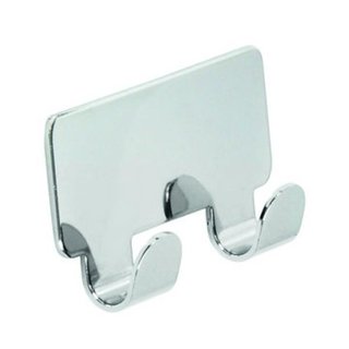 I.B.E. Patère double rectangle Chrome autocollante