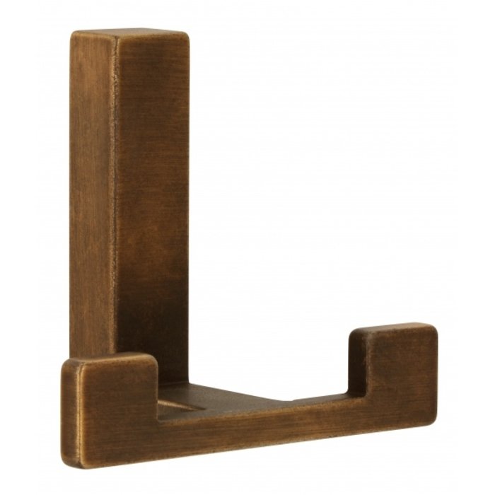 I.B.E. Tight coat hook double 70 mm wide brass brushed blind