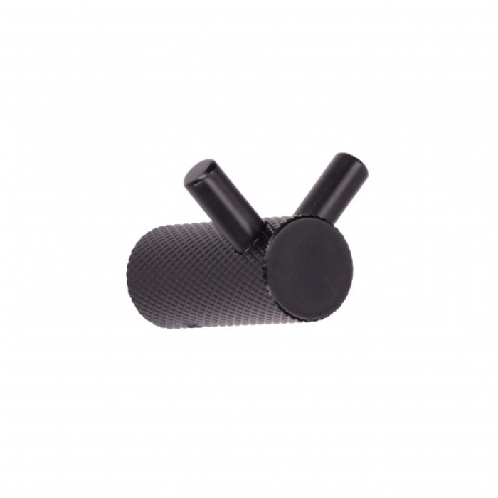 I.B.E. Black aluminum hook ribbed 40 mm deep double