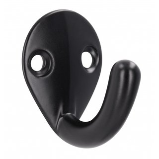 I.B.E. Coat hook single 2-hole horizontal 27 mm wide Black