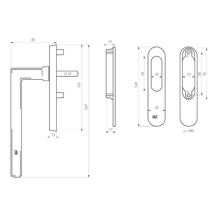 Dauby piece lifting slide handle PSLD blind raw bronze