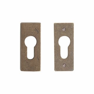 Dauby Set safety rosette rectangular raw bronze 30x68mm