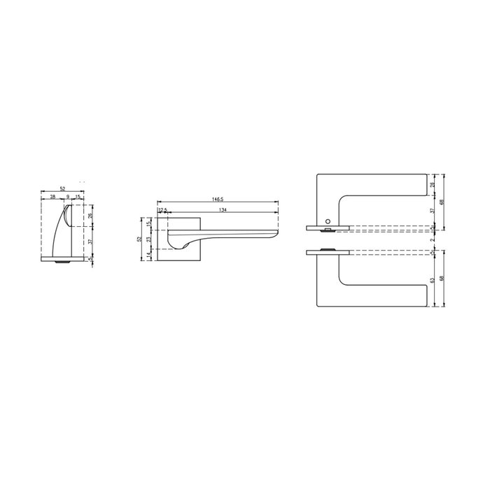 Aprile Solid Aprile door handles IRIS square 52x52x5 mm matt nickel