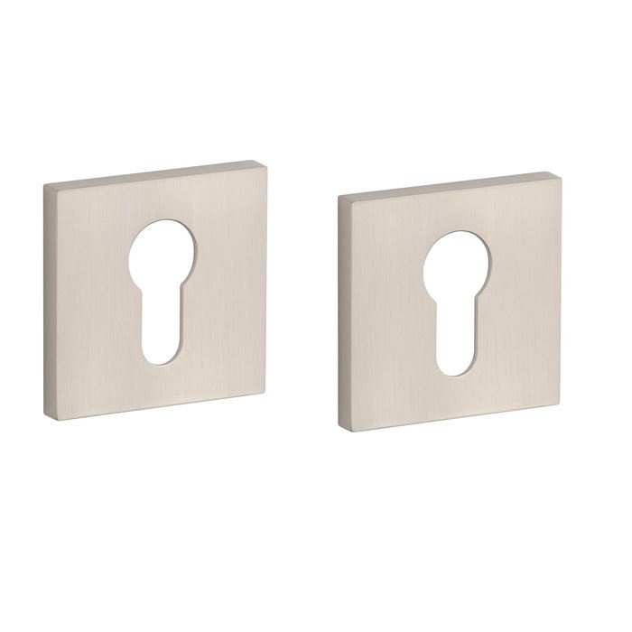 STILE Paire de plaques cylindriques carrées Stile 53 x 53 x 7 mm, nickel mat