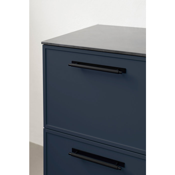 Furnipart Furnipart mattschwarzer Möbelgriff MANOR Kreuzschliff 192 mm mit Rückenplatte