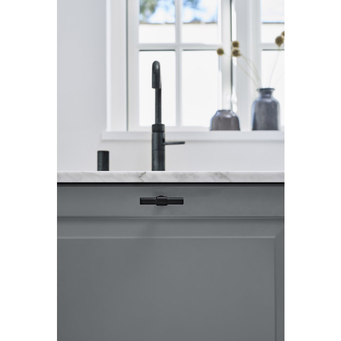 Furnipart Zwarte Furnipart meubelknop KNOT T-model 75 mm