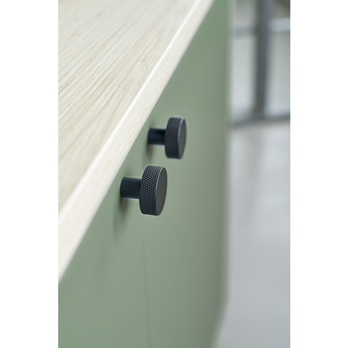 Furnipart Zwarte Furnipart meubelknop SIMON kruislings geslepen Ø 35 mm