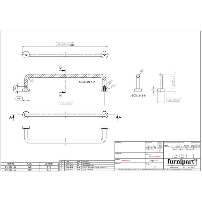 Furnipart  Poignée de meuble Furnipart LOUNGE en acier inoxydable poli
