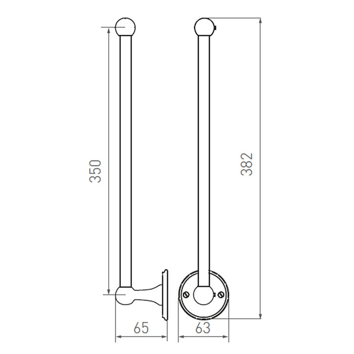 Dauby Stuk houder enkel verouderd ijzer zwart 350mm ‘rechts/right”