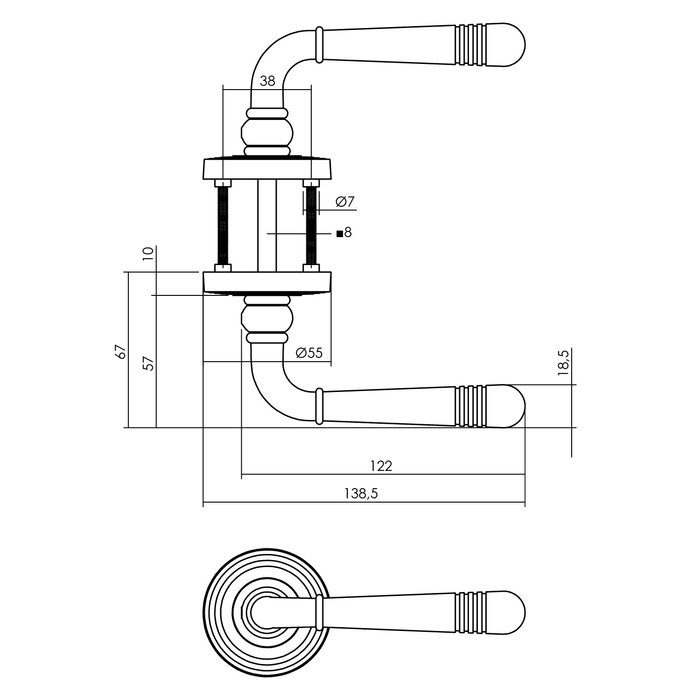 Intersteel Intersteel Türgriff Helena auf Rosette Ø 54X9 mm - Mattschwarz