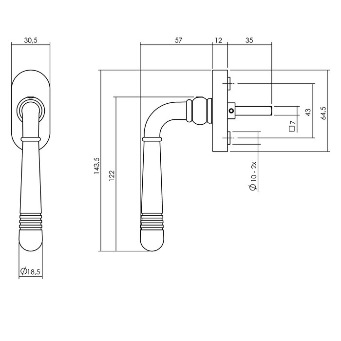 Intersteel Intersteel Raamkruk Helena mat zwart - draai/kiep