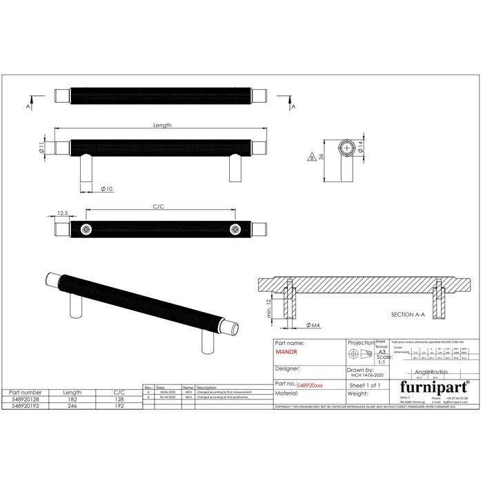 Furnipart Poignée de meuble Furnipart MANOR coupe croisée - or