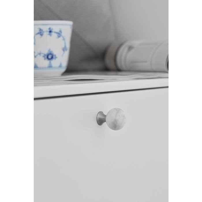 Furnipart Furnipart  meubelknop BEAD Straight Ø 28 mm RVS/Porselein wit