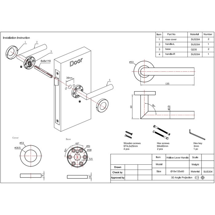 In-Door Poignées de porte Jersey noir sur bouclier aveugle rectangulaire