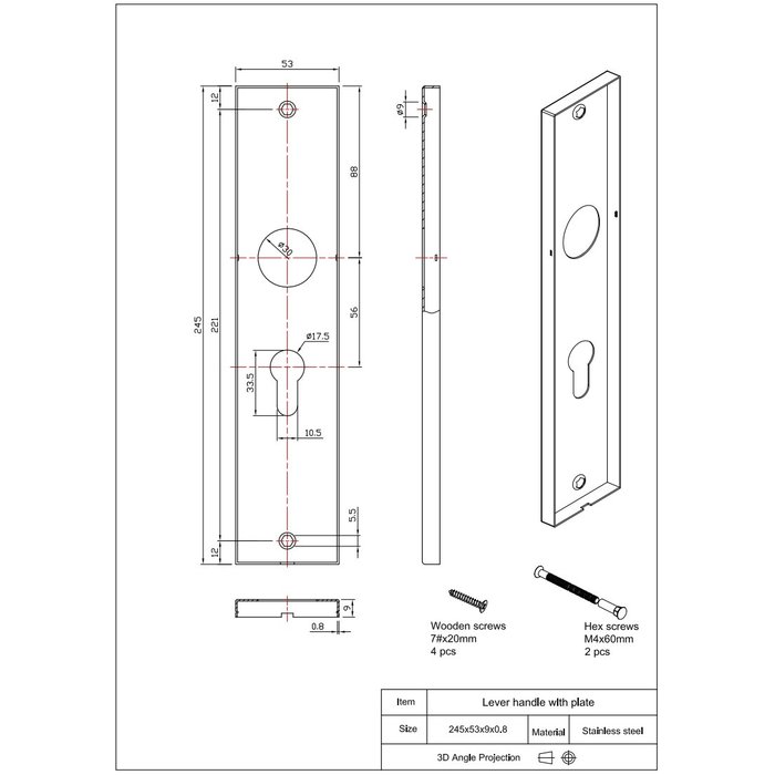 In-Door Black Marbella door handles on rectangular blind shield
