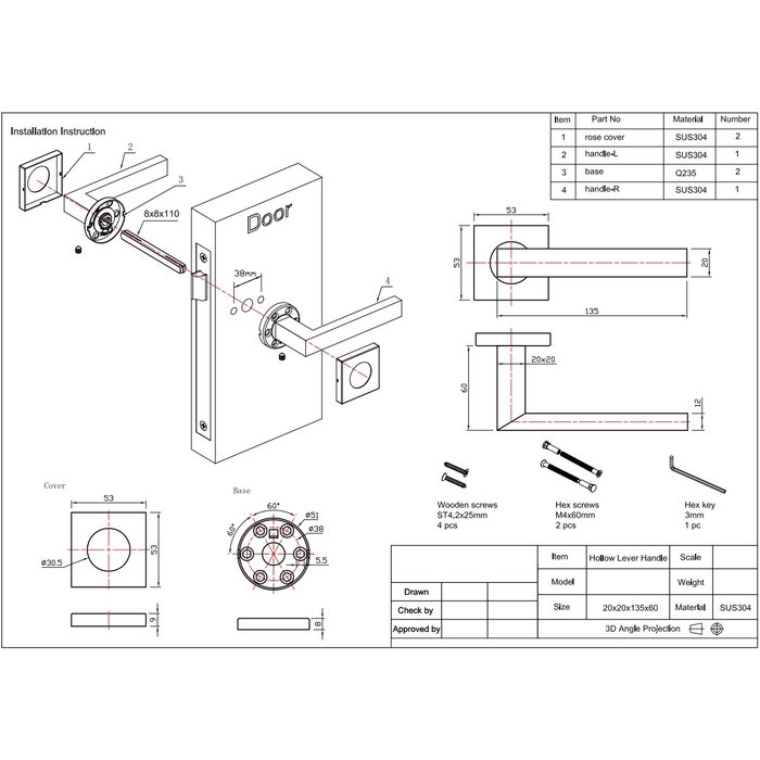 In-Door Zwarte deurklinken Marbella op rechthoekig blind schild