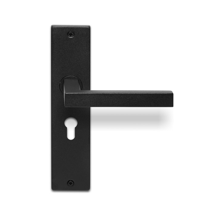 In-Door Poignées de porte Marbella noires sur bouclier rectangulaire