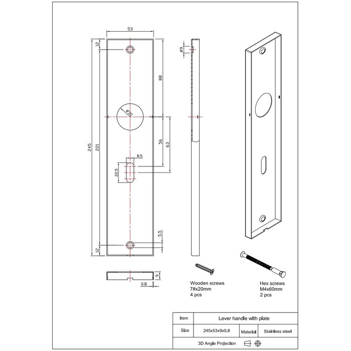In-Door Black solid door handles Sem on rectangular blind shield