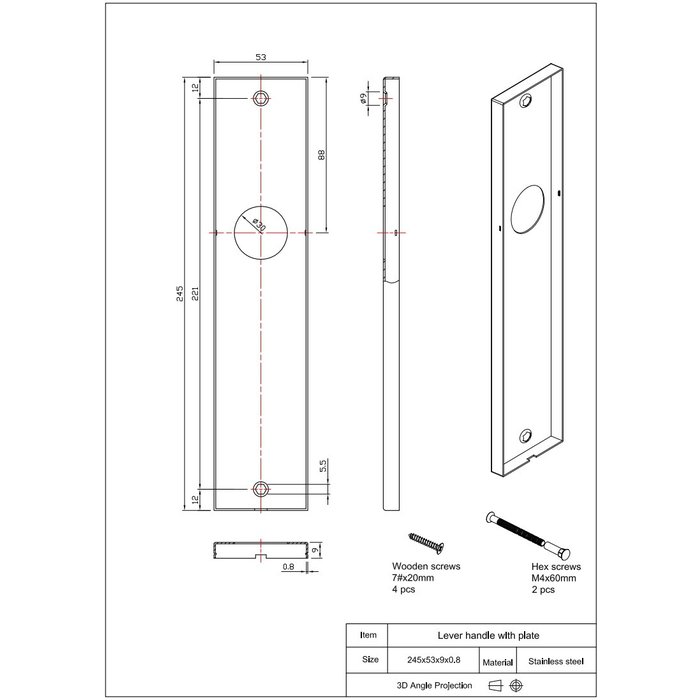 In-Door Black Jersey door handles on rectangular blind shield