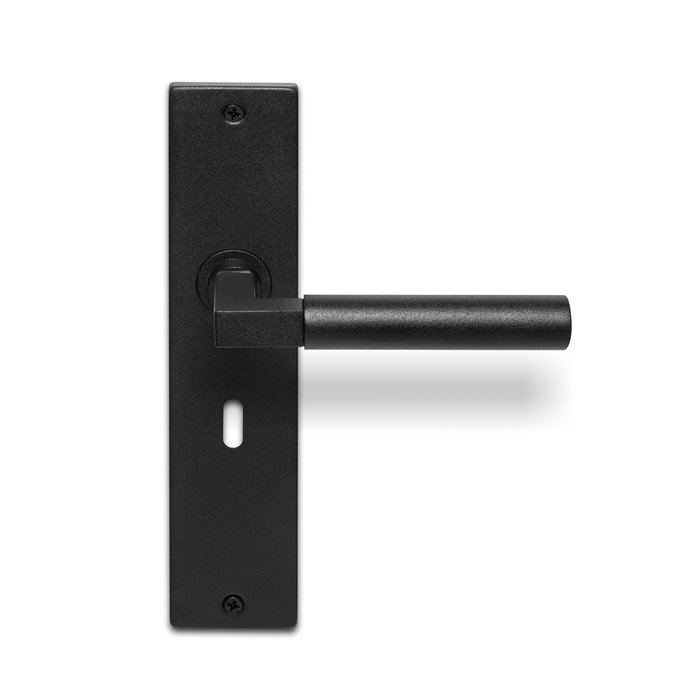 In-Door Black solid door handles Sem on rectangular blind shield