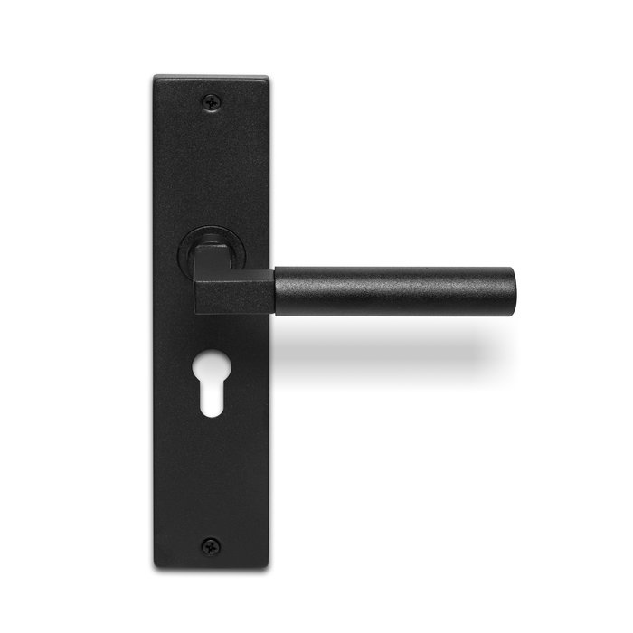 In-Door Schwarze massive Türgriffe Sem auf rechteckigem Blindschild