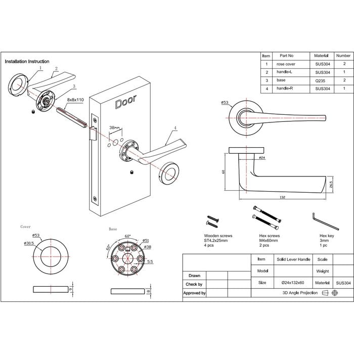 In-Door Poignées de porte pleines noires Vince sur bouclier aveugle rectangulaire
