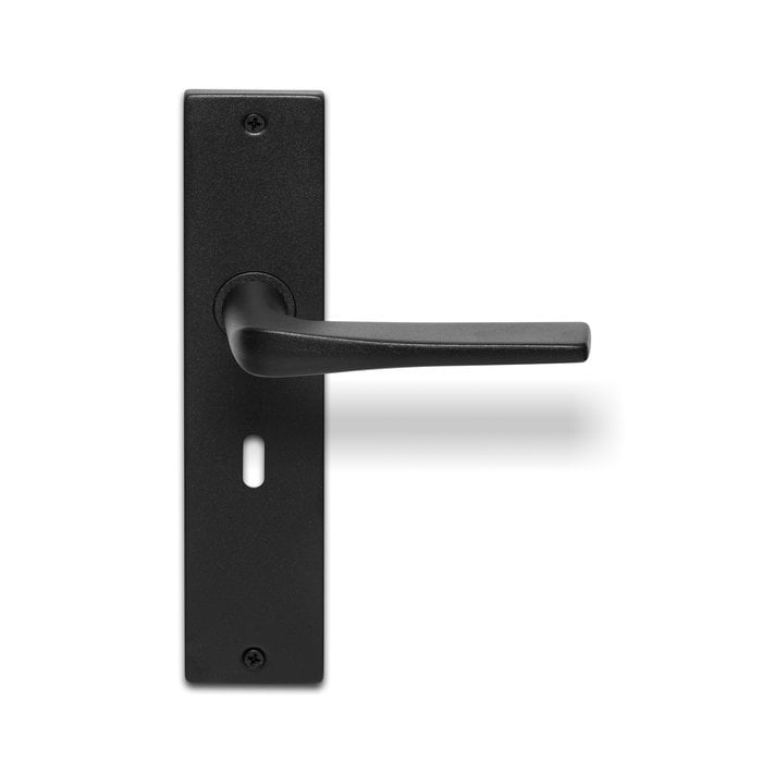 In-Door Poignées de porte pleines noires Vince sur bouclier aveugle rectangulaire