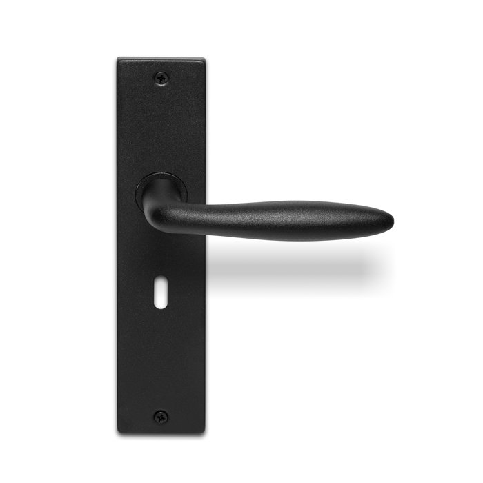 In-Door Poignées de porte pleines noires Liz sur bouclier aveugle rectangulaire