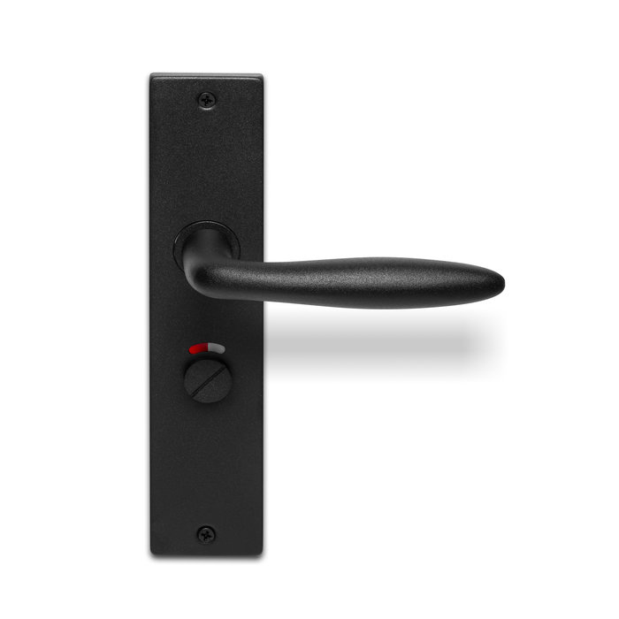 In-Door Poignées de porte pleines noires Liz sur bouclier aveugle rectangulaire