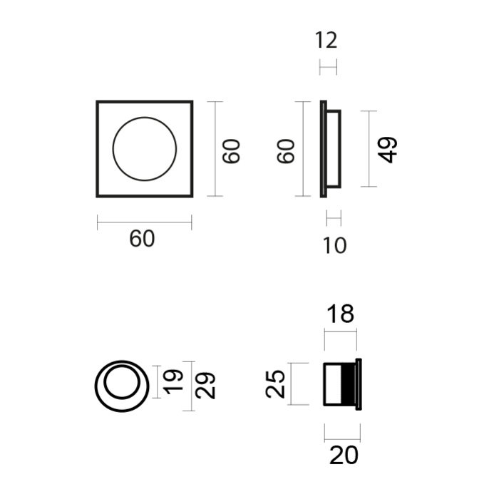 HDD Sliding door handle FRA Carre per set gold