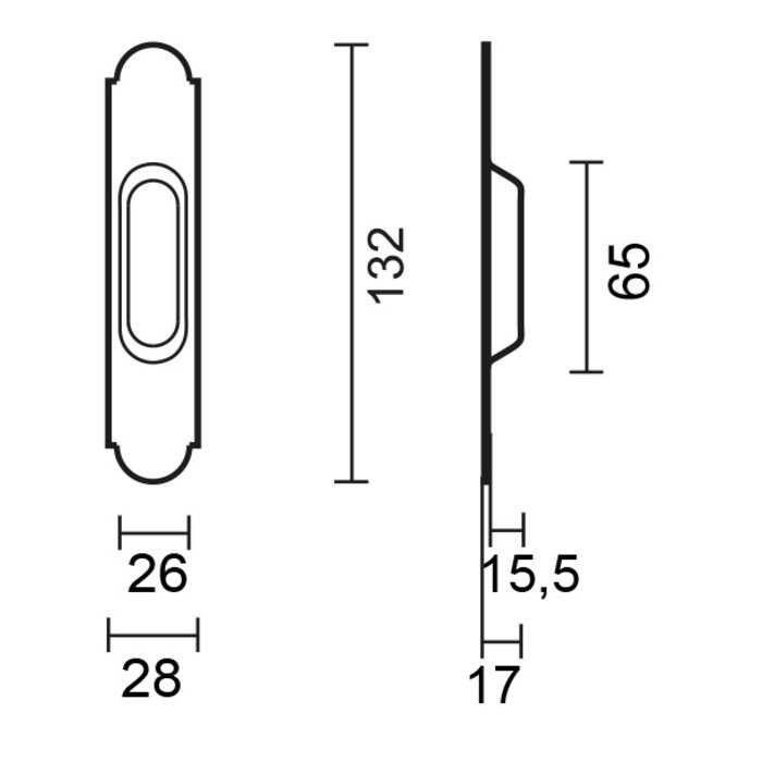 HDD Cuvette porte coulissante rustique 132x28 fer