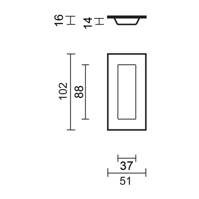 HDD Sliding door bowl rectangular/rectangular Carre per piece stainless steel plus