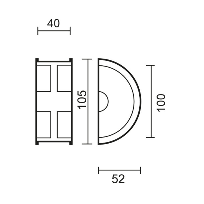 HDD Sliding door bowl half moon solid stainless steel 40 mm iron each