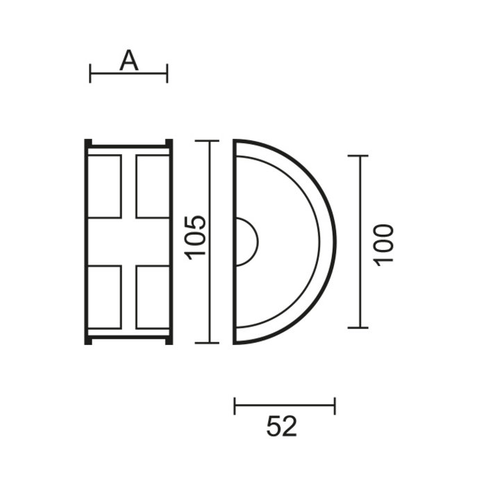 HDD Schiebetürschüssel Halbmond Edelstahl massiv 50 mm je