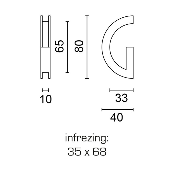 HDD Schwarze Schiebetürschüssel Halbmond massiv Edelstahl 10 mm für Glas pro Stück