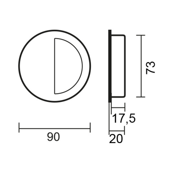 HDD Sliding door bowl large round 90 mm each stainless steel plus