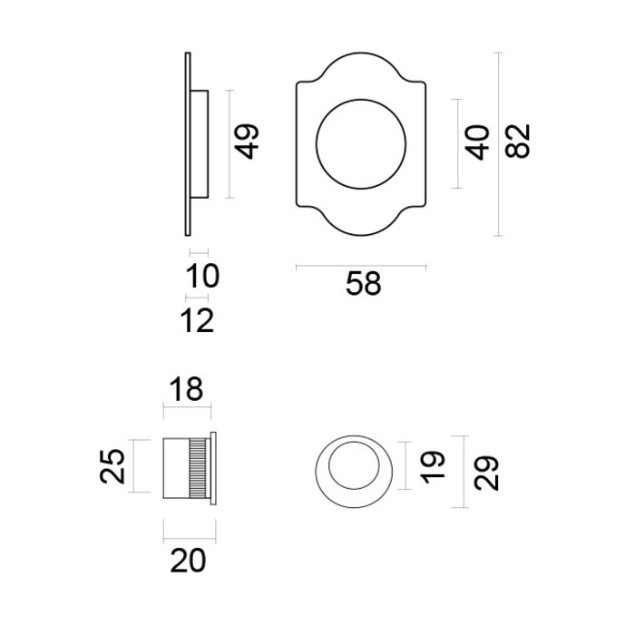 HDD Retro sliding door bowl Carre Nickel per set