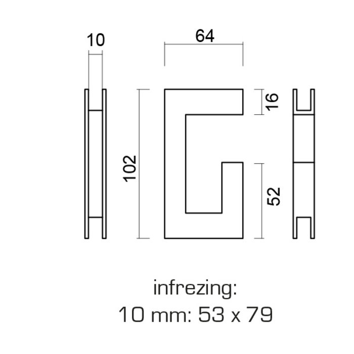 HDD Zwarte schuifdeurkom Carre RVS 8 mm voor glas per stuk