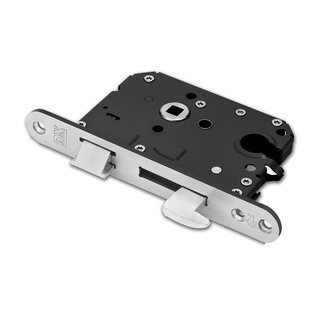 Dulimex Security mortise lock with hook bolt PC55 SKG**® Stainless steel round faceplate