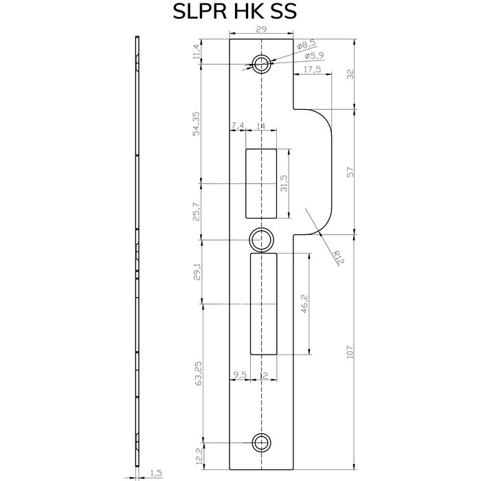 Dulimex Stainless steel striker plate right angles for safety insert hook lock