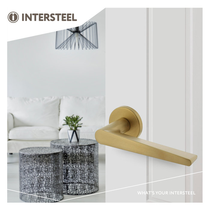Intersteel Intersteel door handle TIGA on round rosette brass matt titanium PVD