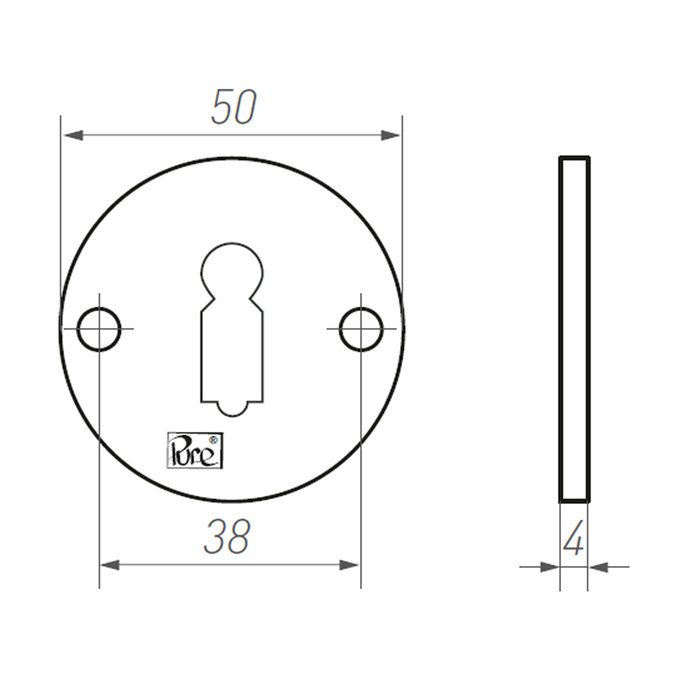 Dauby Pair of Key Plates - Round Rosette 50F Raw Bronze (RB)