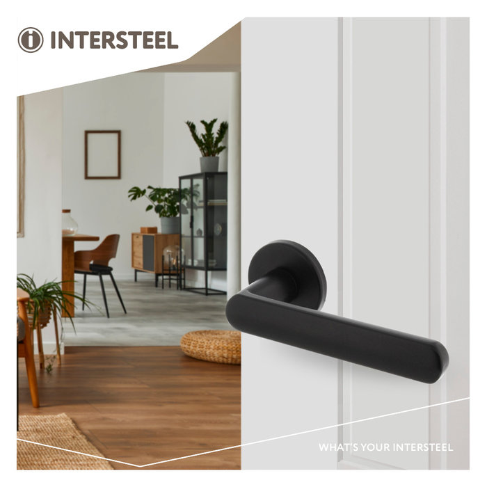 Intersteel Poignée de porte Intersteel noire SORA sur rosace ronde Ø 49 x7 mm